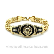 Fashion Gold Ethnic Indian 18k plaqué or Serpent Chain Lion Head Bracelet pour femme